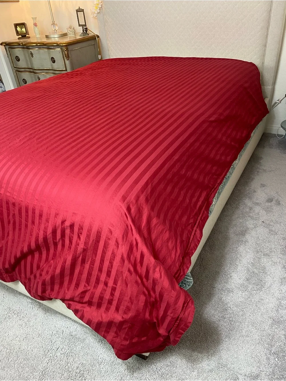 Wamsutta Red Striped Duvet Cover Damask